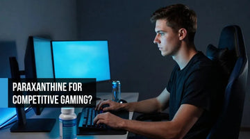 Competitive gamer at a high-performance setup representing how paraxanthine improves reaction time, executive function, and sustained cognitive focus for esports without the jitters or crashes of traditional energy drinks.