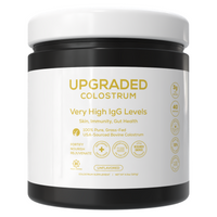 Upgraded Formulas® upgraded colostrum supplement bottle with label, showing the product and cap on a white background.