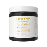 Upgraded Formulas® upgraded colostrum supplement bottle with label, showing the product and cap on a white background.