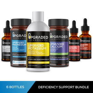 Upgraded Formulas® GLP-1 Support Supplements bundle, featuring bottles of supplements designed to support GLP-1 deficiency.